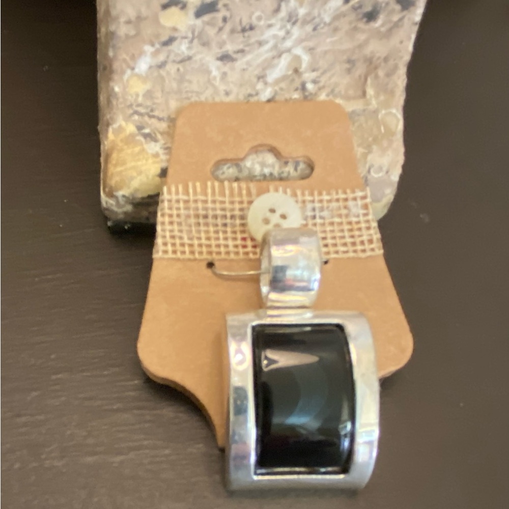 Silver tone choker pendant, used